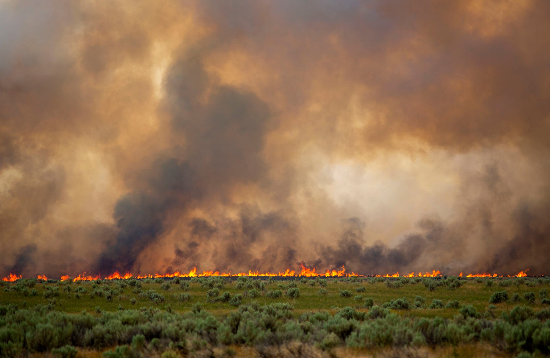 Wildfire burns near Declo